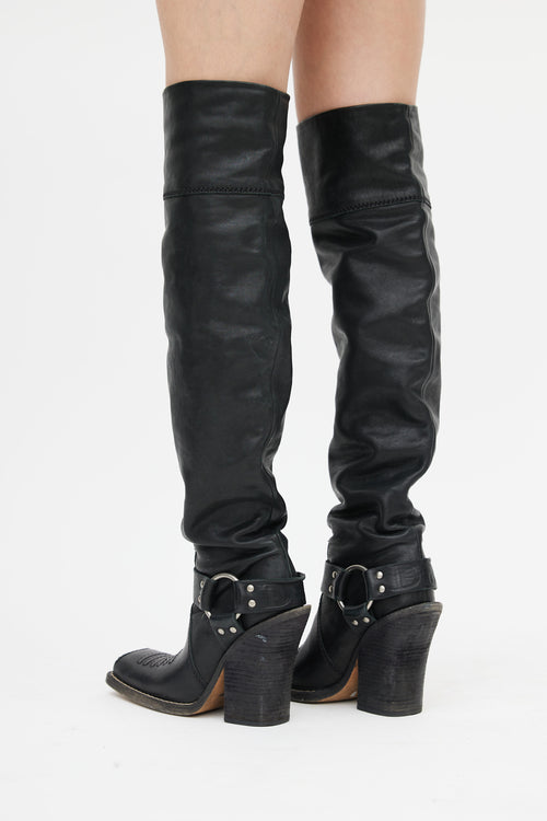 Dior Black Diorider Over The Knee Boot