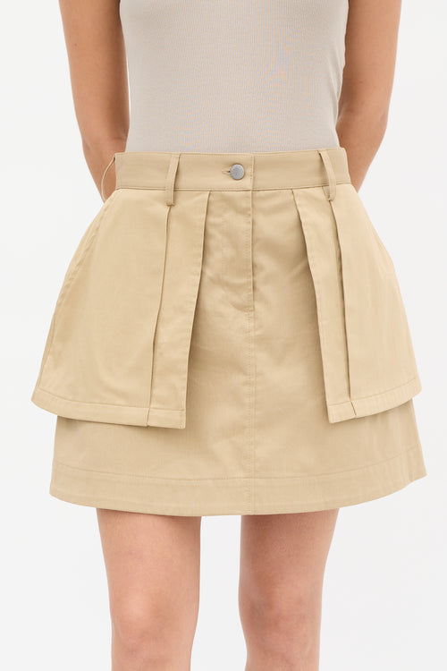 JW Anderson Brown Cotton Layered Mini Skirt