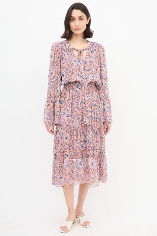 Misa Los Angeles Floral Tie Neck Maxi Dress