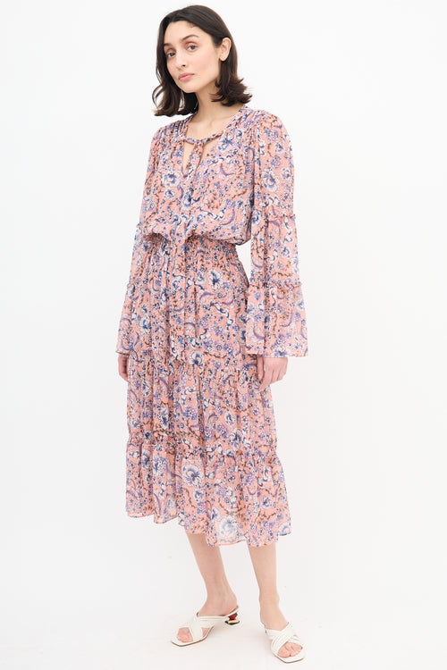 Misa Los Angeles Floral Tie Neck Maxi Dress