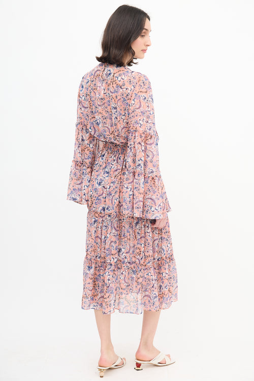 Misa Los Angeles Floral Tie Neck Maxi Dress