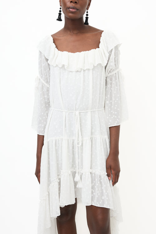 Misa White Polka Dot Ruffle Dress