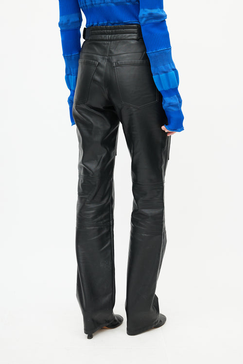 MISBHV Black Faux Leather Cargo Trouser