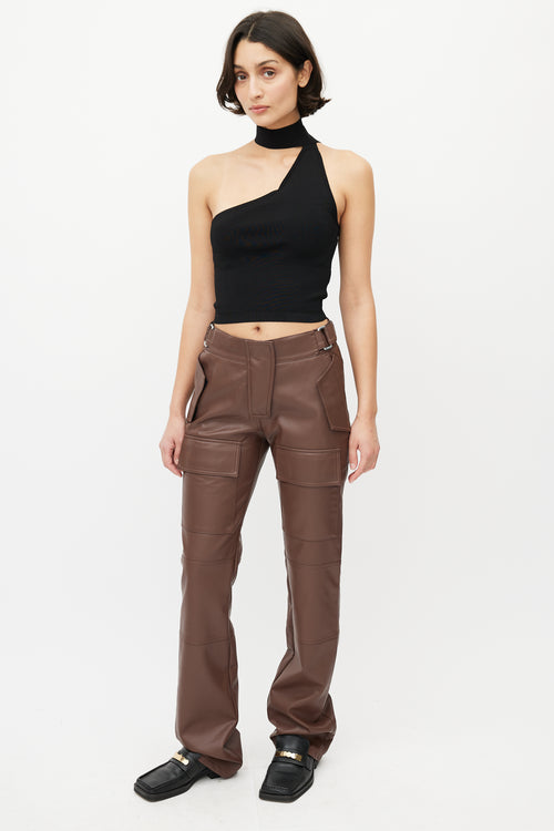 MISBHV Brown Faux Leather Cargo Trouser