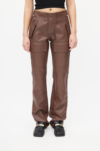 MISBHV Brown Faux Leather Cargo Trouser