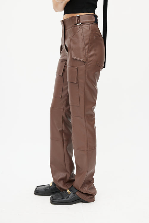 MISBHV Brown Faux Leather Cargo Trouser