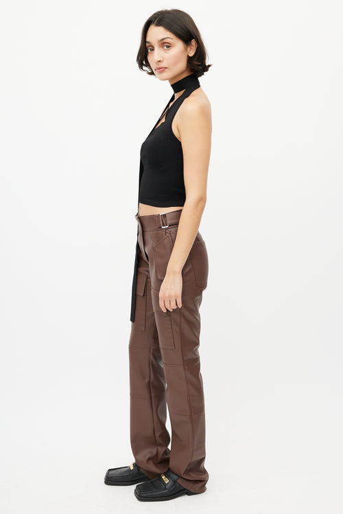 MISBHV Brown Faux Leather Cargo Trouser