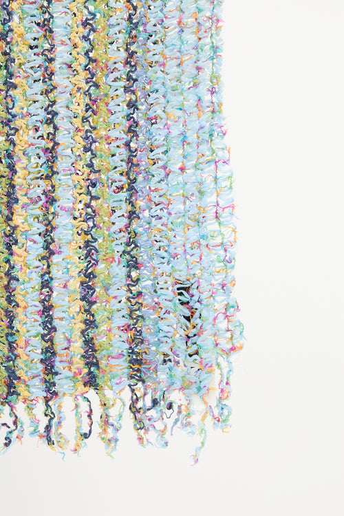  Light Blue Multi Crochet Knit Scarf