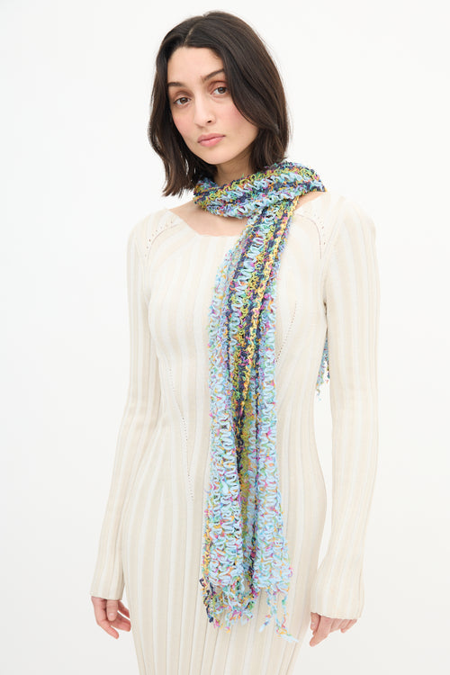 Missoni Light Blue 
Multi Crochet Knit Scarf