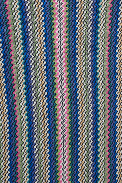  Blue Multi Wool Knit Chevron Scarf