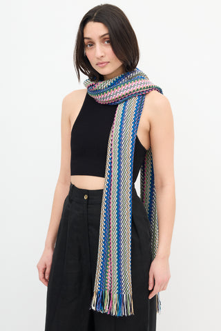 Missoni Blue 
Multi Wool Knit Chevron Scarf