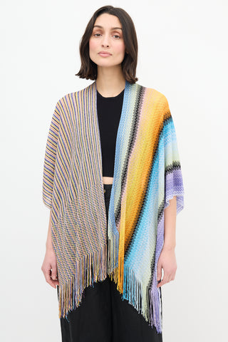 Missoni Blue 
Multi Chevron Crochet Shawl