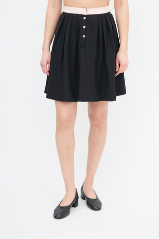 Miu Miu Black 
Pink Pleated Skirt