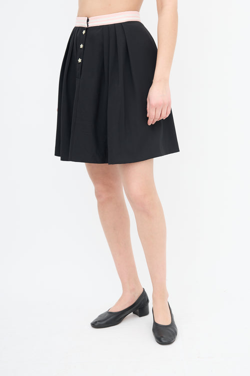 Miu Miu Black 
Pink Pleated Skirt