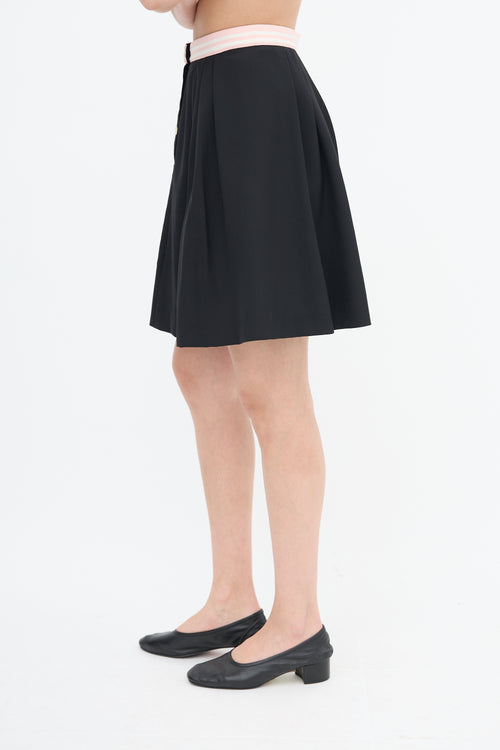 Miu Miu Black 
Pink Pleated Skirt