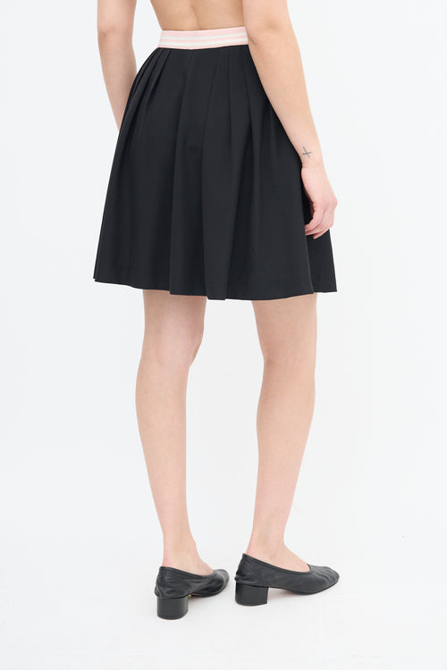 Miu Miu Black 
Pink Pleated Skirt