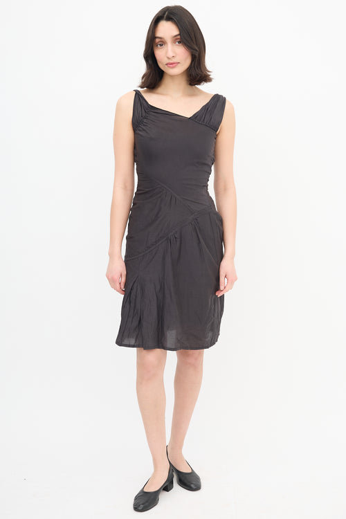 Miu Miu Dark Grey Asymmetric Ruched Dress