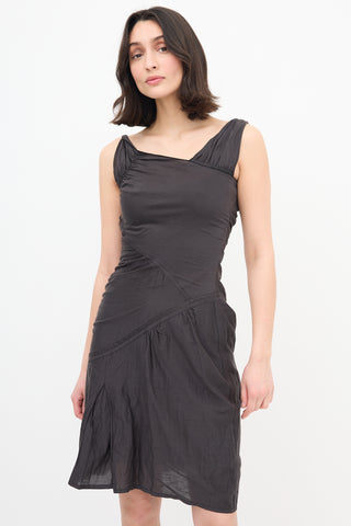 Miu Miu Dark Grey Asymmetric Ruched Dress