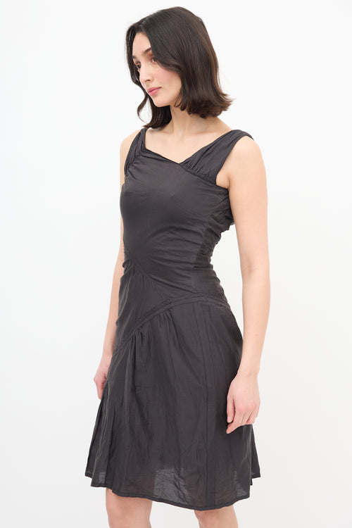 Miu Miu Dark Grey Asymmetric Ruched Dress