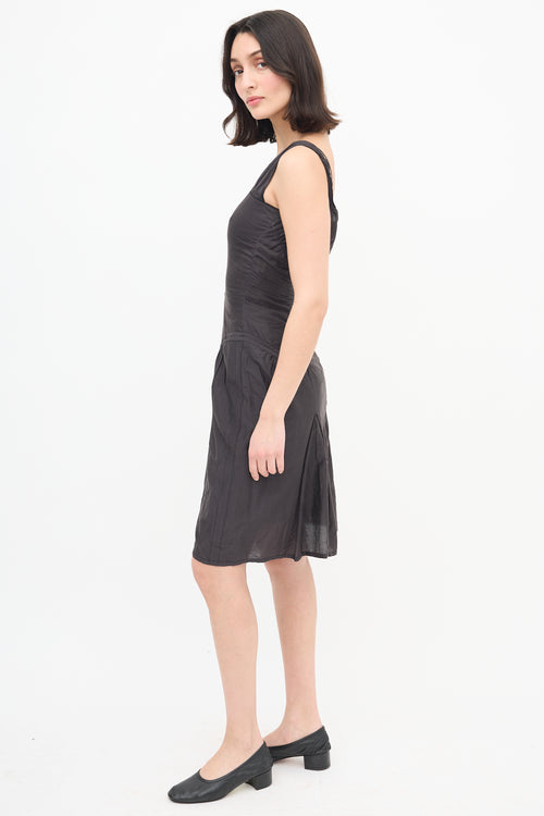 Miu Miu Dark Grey Asymmetric Ruched Dress