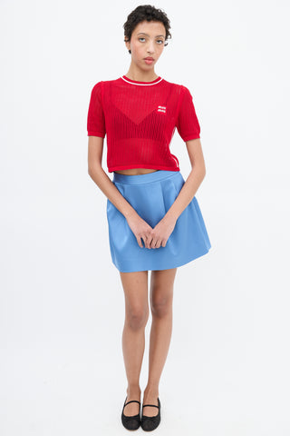 Miu Miu Red Knit Logo Crop Top