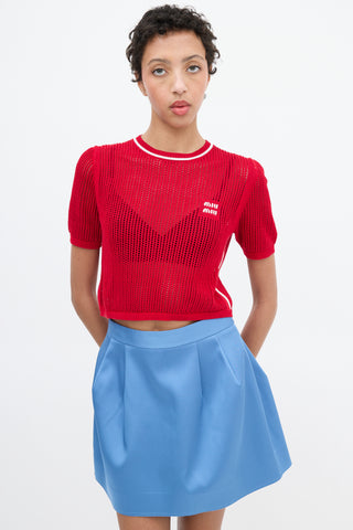 Miu Miu Red Knit Logo Crop Top