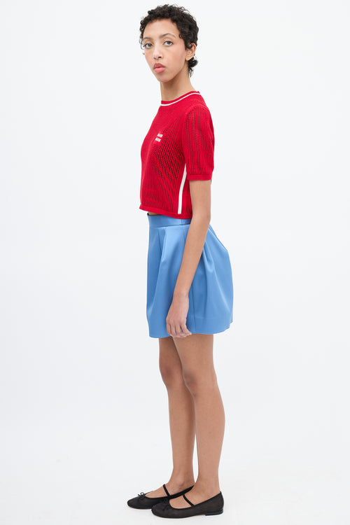 Miu Miu Red Knit Logo Crop Top