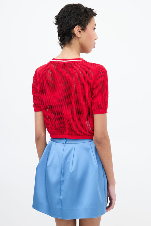 Miu Miu Red Knit Logo Crop Top