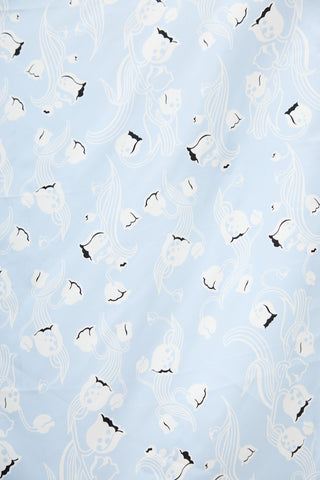 Miu Miu Light Blue 
Multi Silk Floral Scarf