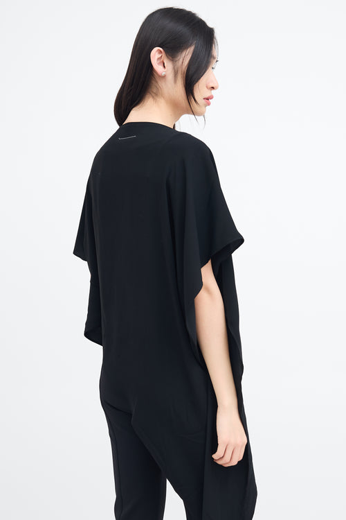 MM6 Maison Margiela Black Asymmetrical Drape Top