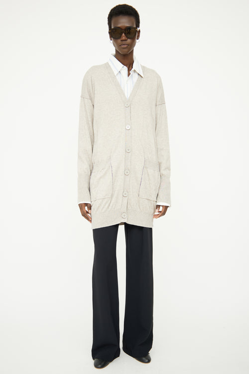 MM6 Maison Margiela Beige Button Long Sleeve Cardigan