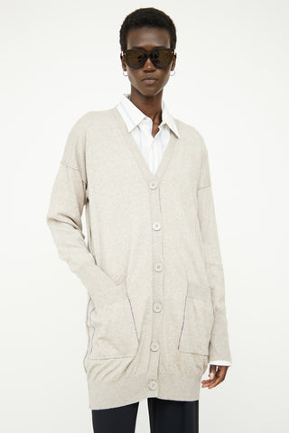 MM6 Maison Margiela Beige Button Long Sleeve Cardigan