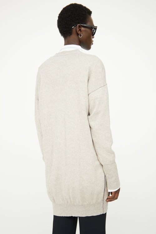 MM6 Maison Margiela Beige Button Long Sleeve Cardigan