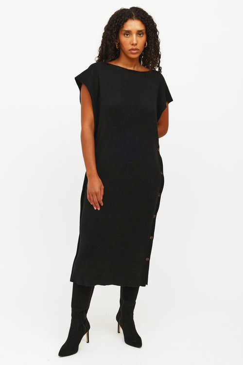 MM6 Maison Margiela Black Rib Knit Sleeveless Dress