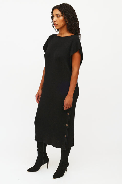 MM6 Maison Margiela Black Rib Knit Sleeveless Dress