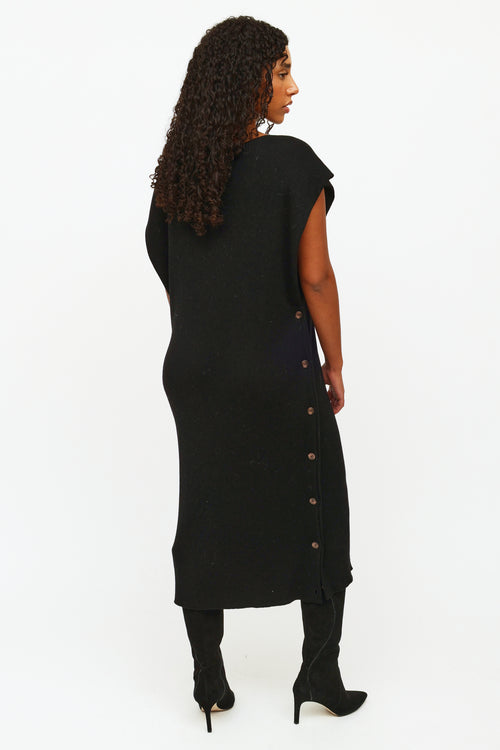 MM6 Maison Margiela Black Rib Knit Sleeveless Dress