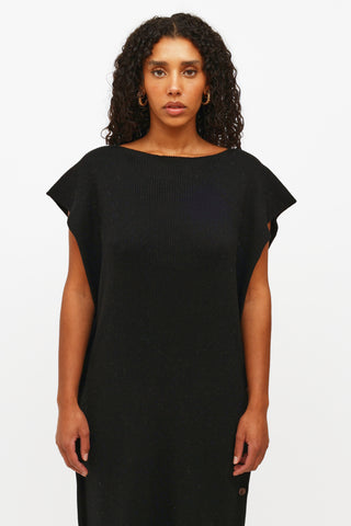 MM6 Maison Margiela Black Rib Knit Sleeveless Dress