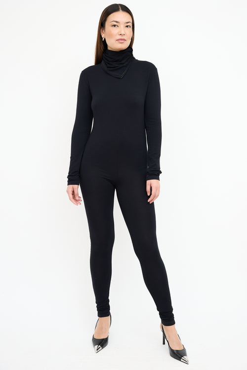 MM6 Maison Margiela Black Zip Turtleneck Jumpsuit