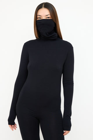 MM6 Maison Margiela Black Zip Turtleneck Jumpsuit