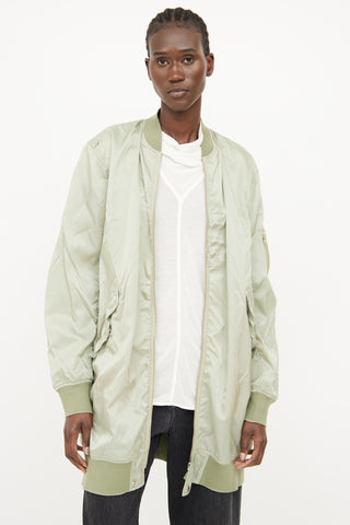 MM6 Maison Margiela Green Nylon Zip Bomber Jacket