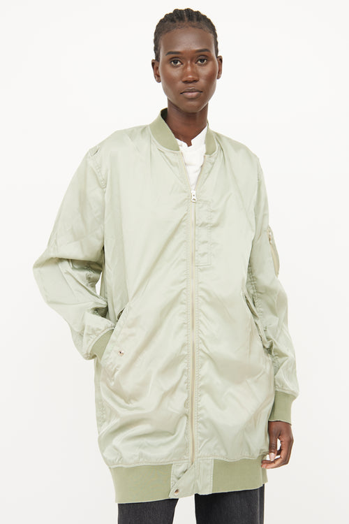 MM6 Maison Margiela Green Nylon Zip Bomber Jacket