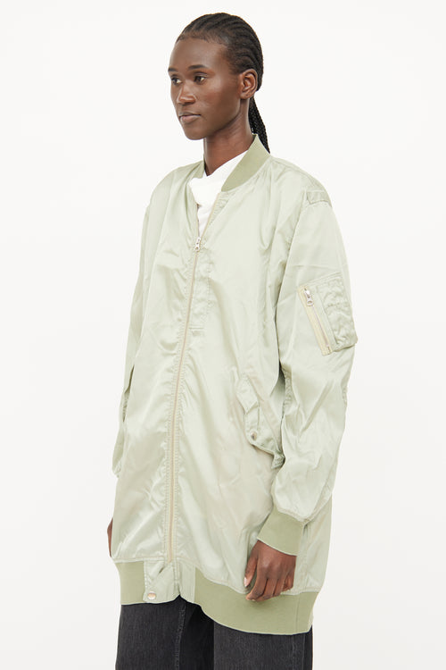 MM6 Maison Margiela Green Nylon Zip Bomber Jacket