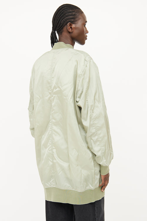 MM6 Maison Margiela Green Nylon Zip Bomber Jacket