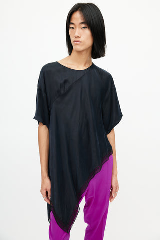 MM6 Maison Margiela Black Asymmetrical Lace Top