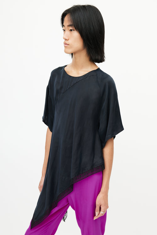 MM6 Maison Margiela Black Asymmetrical Lace Top