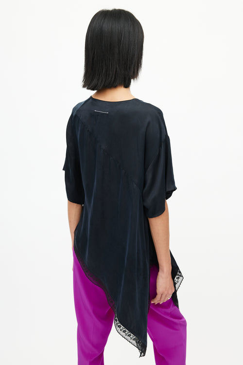 MM6 Maison Margiela Black Asymmetrical Lace Top