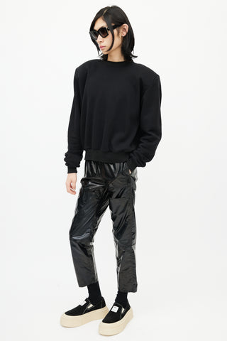 MM6 Maison Margiela Black Coated Cropped Trouser