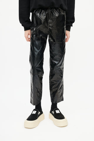 MM6 Maison Margiela Black Coated Cropped Trouser