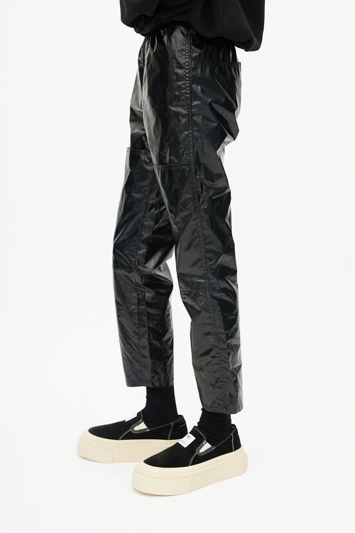 MM6 Maison Margiela Black Coated Cropped Trouser