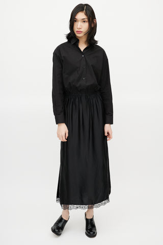 MM6 Maison Margiela Black Cotton 
Satin Slip Shirt Dress